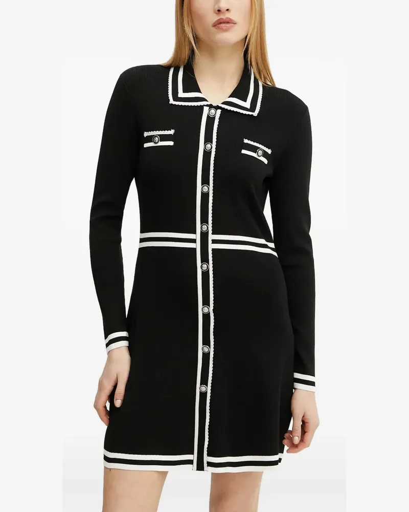 Morgan contrast-trim button-up mini dress - Schwarz Schwarz