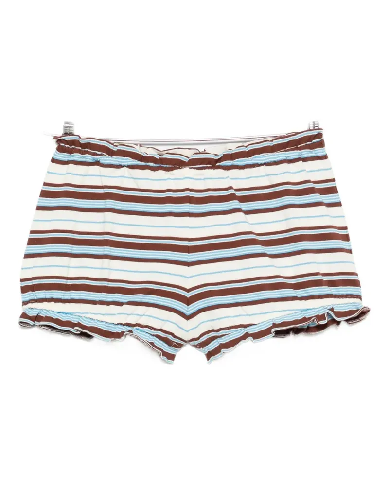 Posse Nadine ruffled striped shorts - Nude Nude