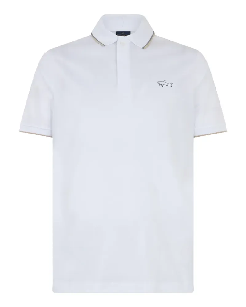 Paul & Shark logo-embroidered tipped polo shirt - Weiß Weiß