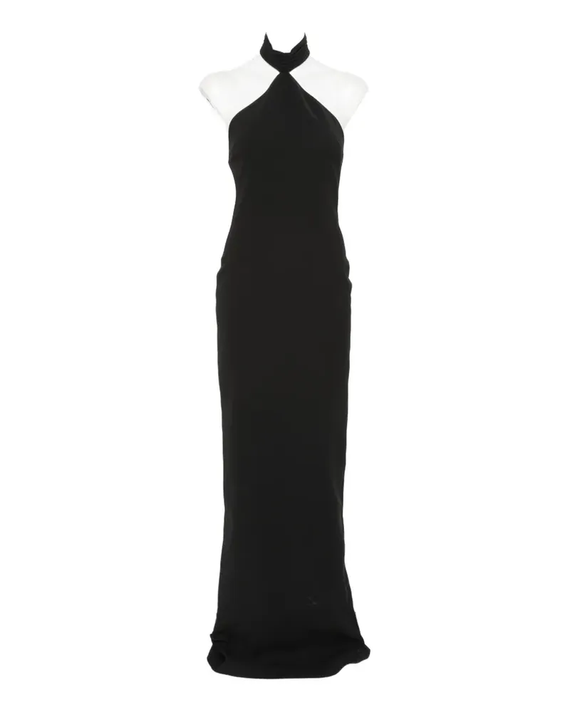 The New Arrivals Ilkyaz Ozel Kailash halterneck back-slit maxi dress - Schwarz Schwarz