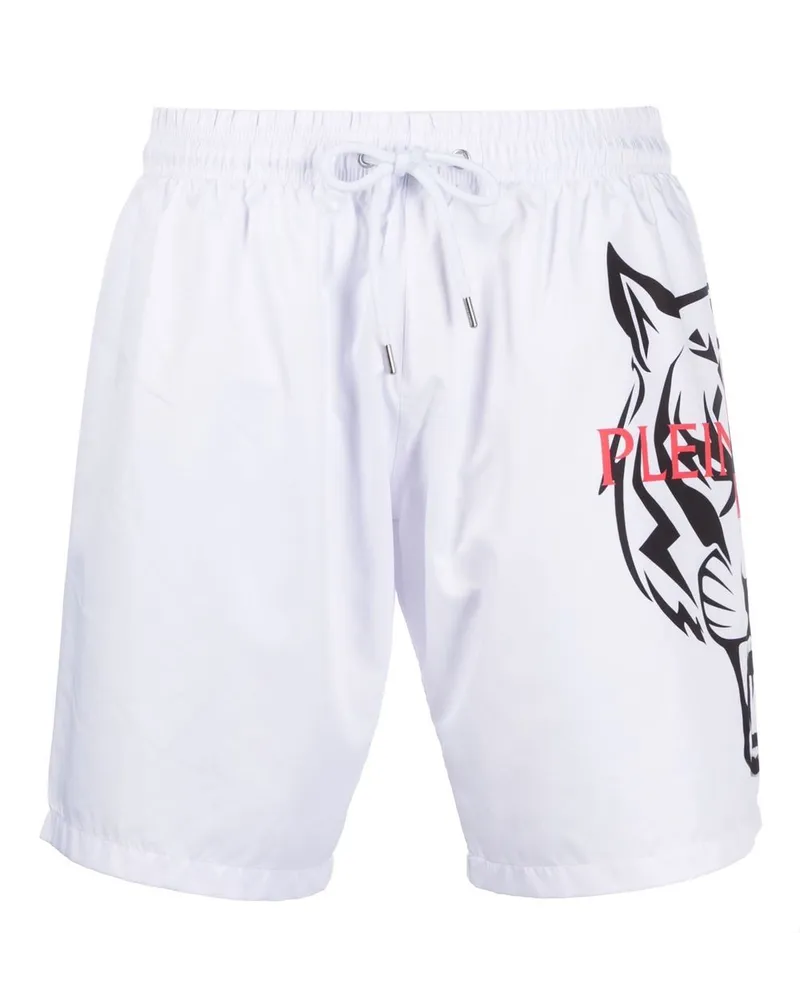 Philipp Plein Badeshorts mit Tiger-Print - Weiß Weiß
