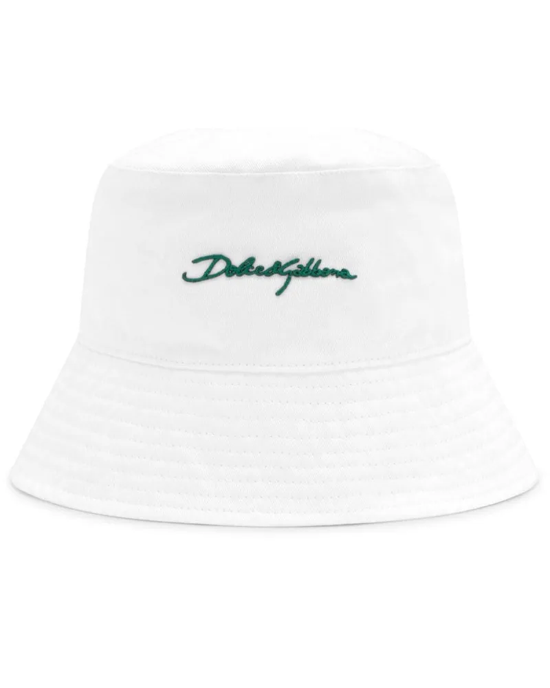Dolce & Gabbana Fischerhut mit Logo-Applikation - Weiß Weiß