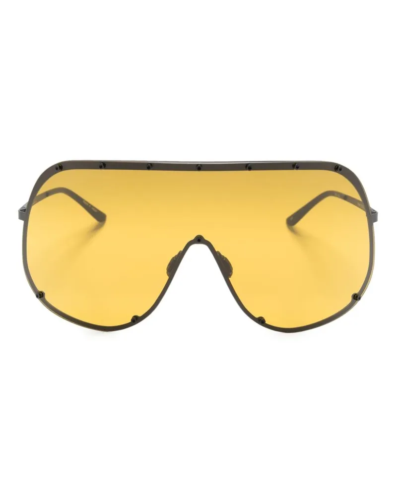 Rick Owens Shield Temple Sonnenbrille mit Oversized-Gestell - Schwarz Schwarz