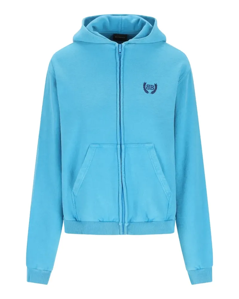 Balenciaga hooded zip-fastening sweatshirt - Blau Blau