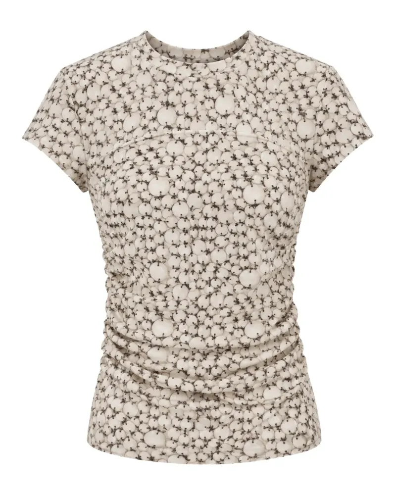 Isabel Marant Gerafftes Maelie T-Shirt mit Perlen-Print - Nude Nude