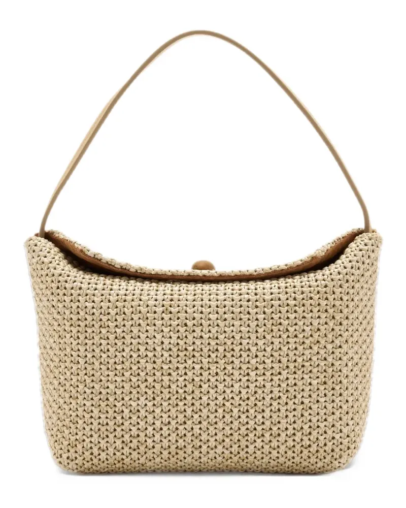 Christopher Esber mini turnlock raffia tote bag - Nude Nude