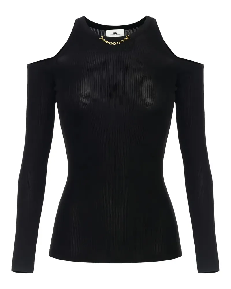Elisabetta Franchi Schulterfreies T-Shirt mit Kettendetail - Schwarz Schwarz