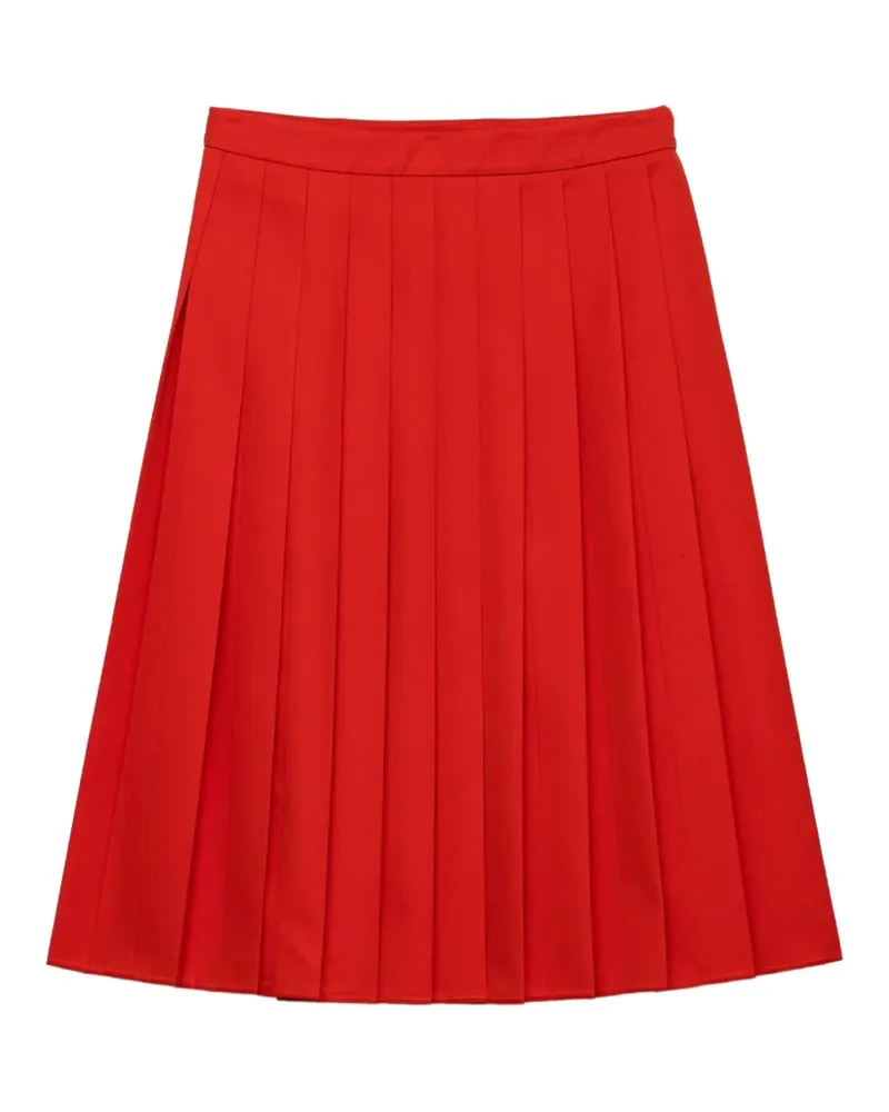 Prada Gabardine-Midirock mit Falten - Rot Rot