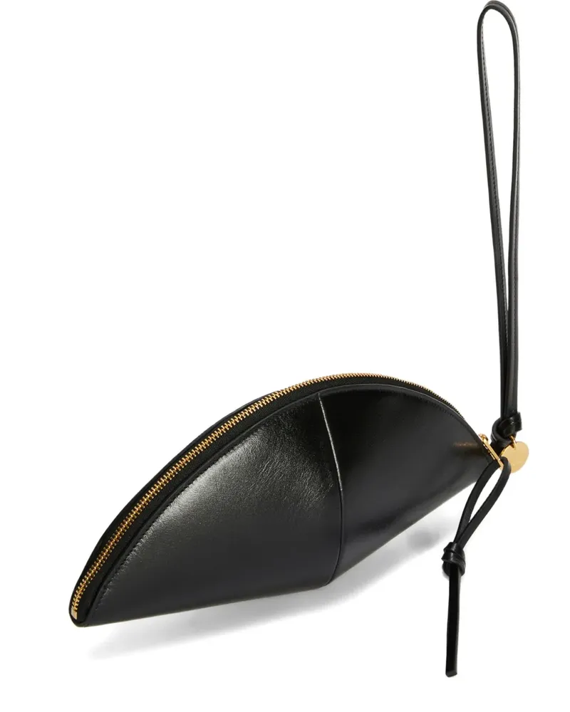 Jil Sander Curved Clutch mit Handgelenkschlaufe - Schwarz Schwarz