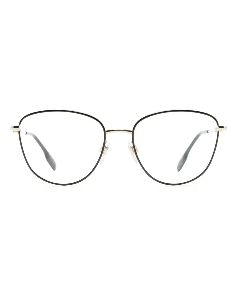 Burberry Runde Brille mit Logo - Schwarz Schwarz