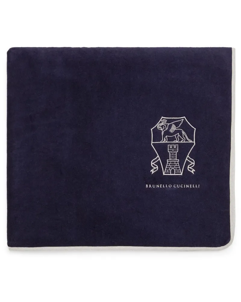 Brunello Cucinelli Badetuch mit Kontrastbesatz - Blau Blau