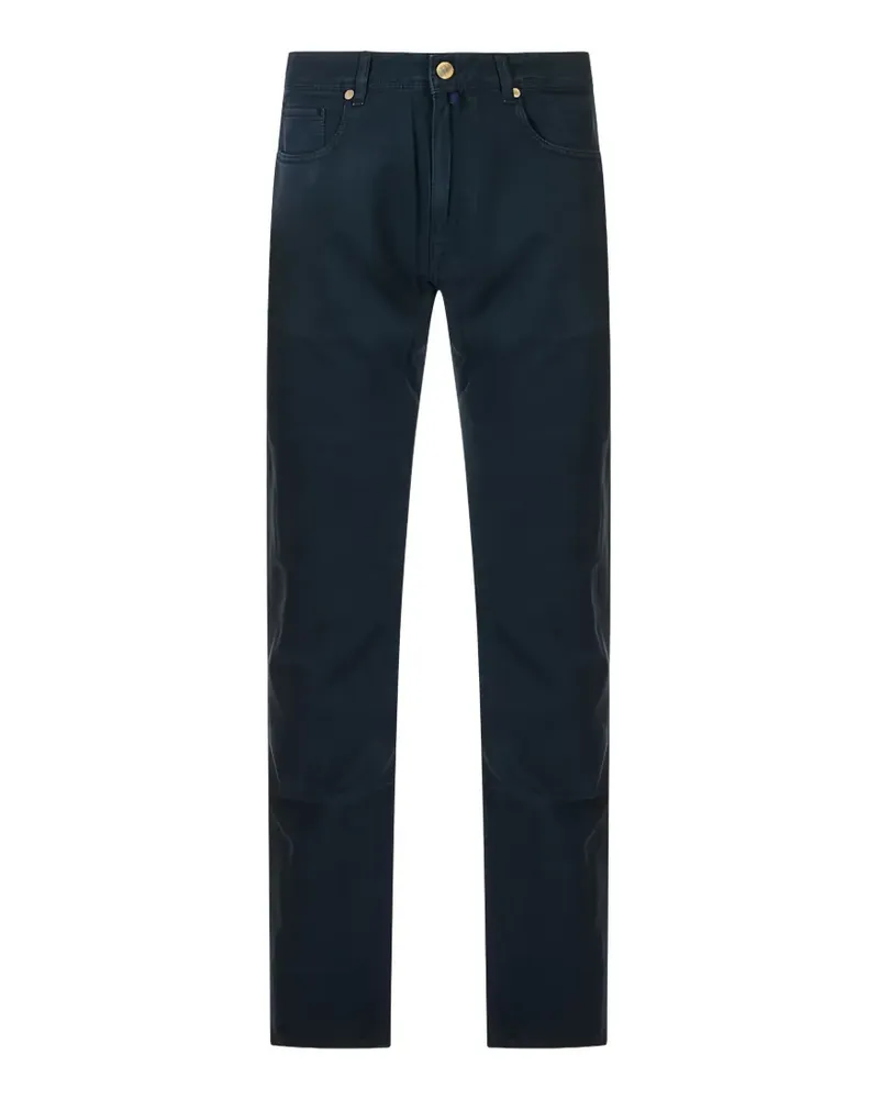 Incotex logo-patch straight-leg trousers - Blau Blau
