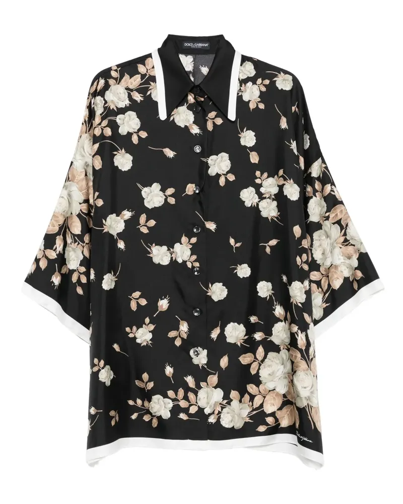 Dolce & Gabbana Hemd mit Blumen-Print - Schwarz Schwarz