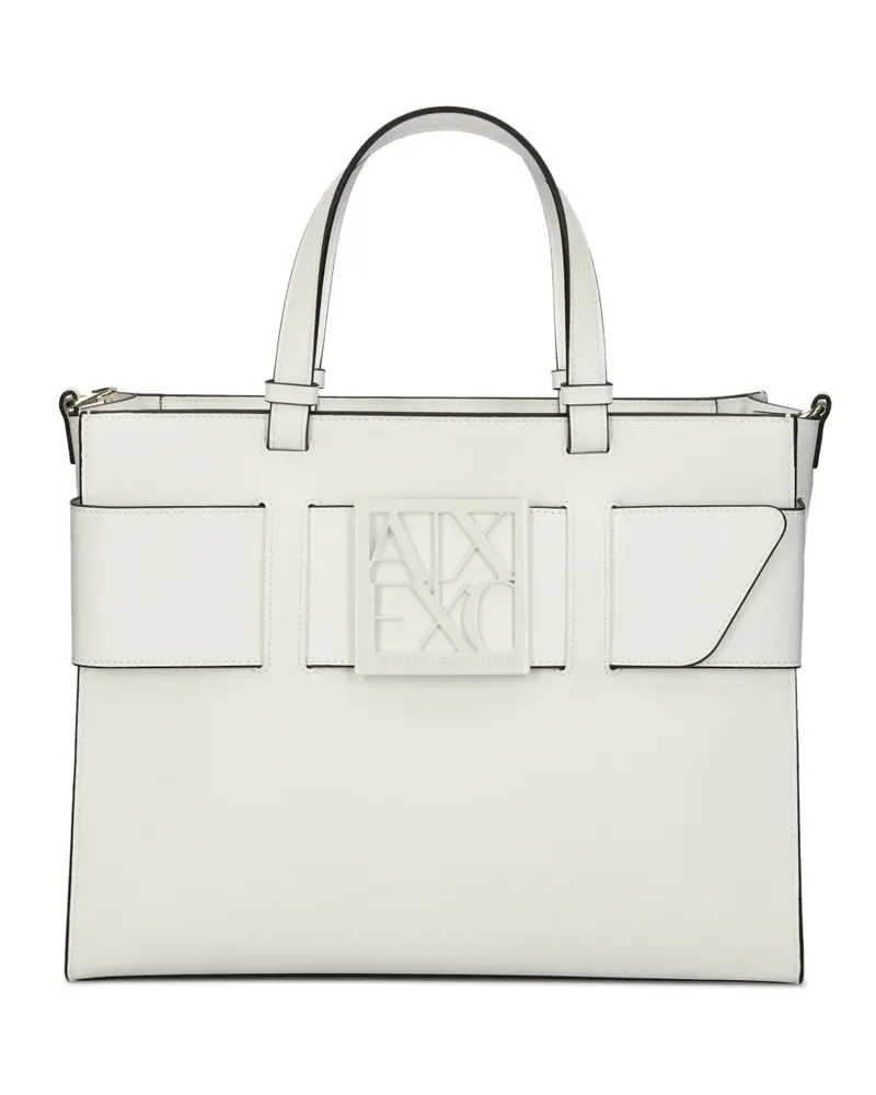 Armani Exchange Handtasche mit Logo-Schild - Weiß Weiß