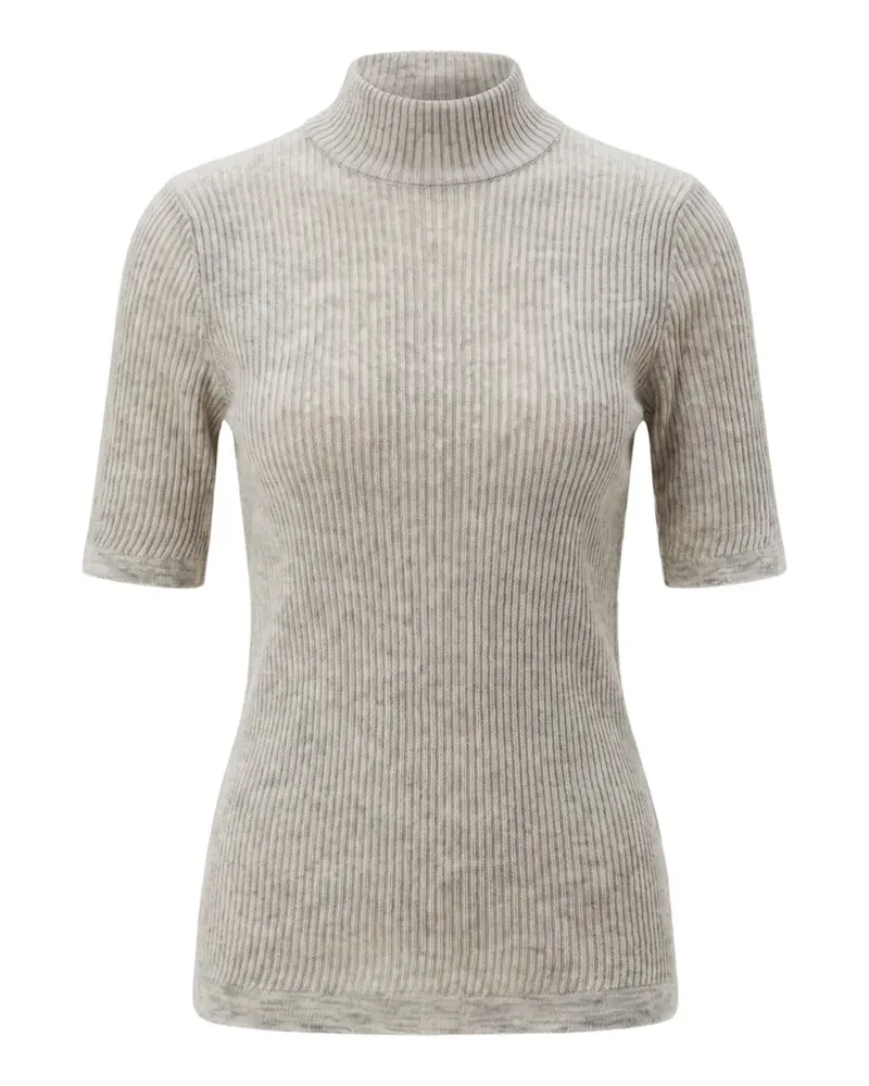 Brunello Cucinelli ribbed-knit short-sleeve sweater - Nude Nude