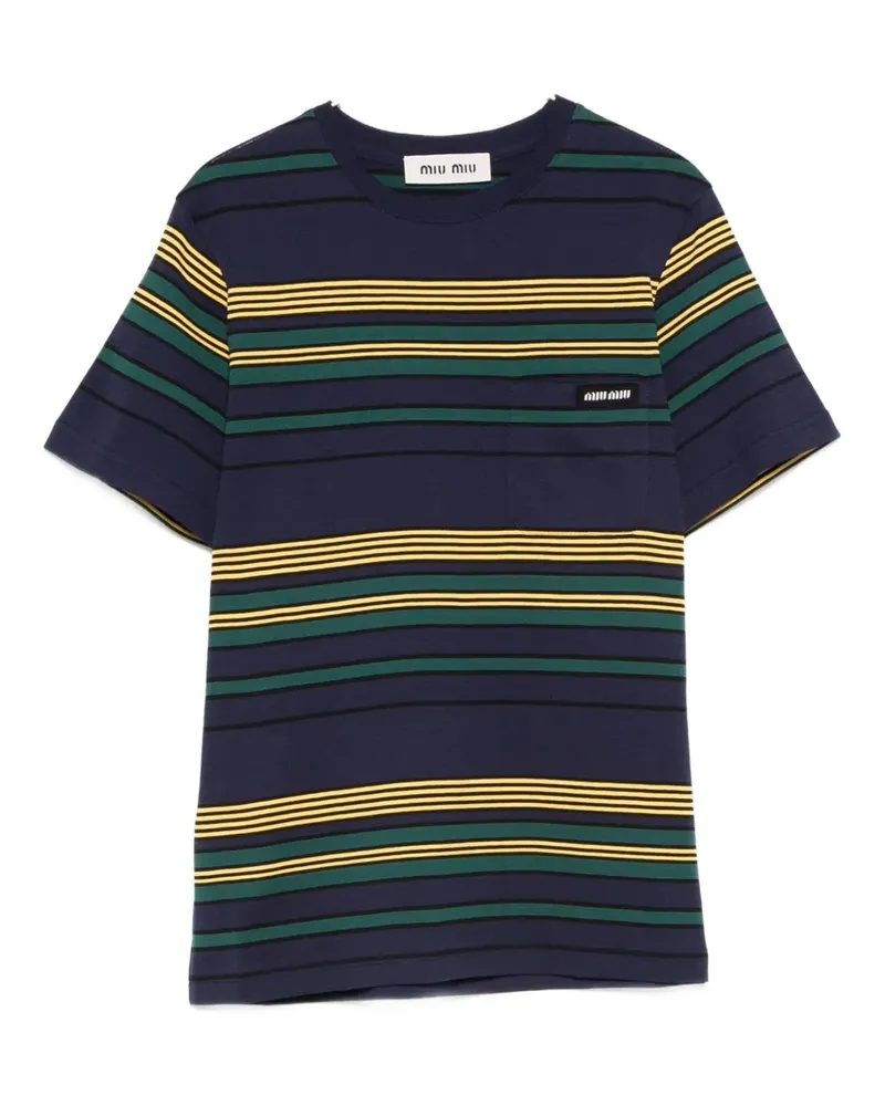 Miu Miu striped pocket top - Blau Blau
