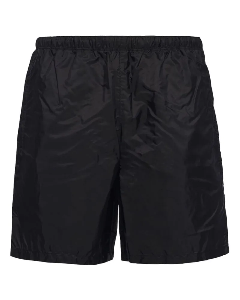 Prada Badeshorts mit Logo-Schild Schwarz