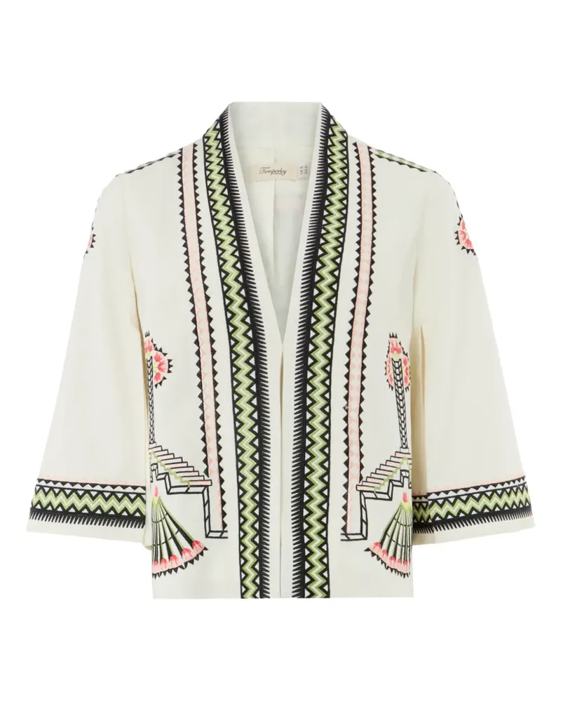 Temperley London Avalon embroidered linen jacket - Nude Nude