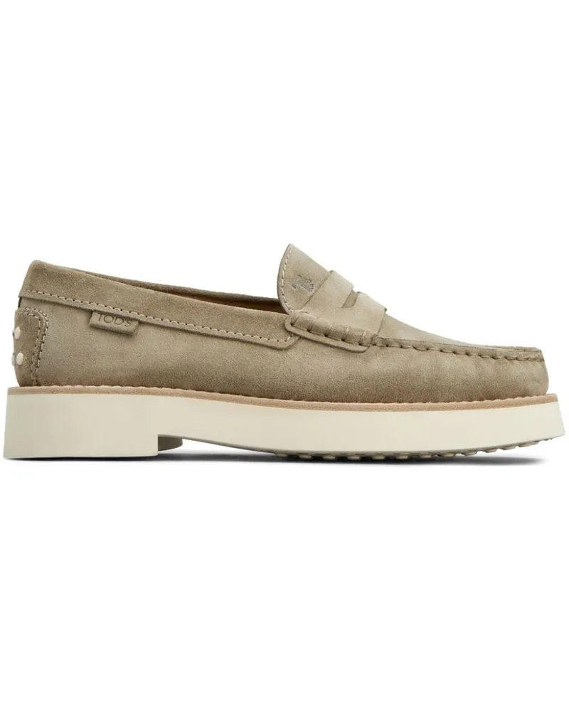 TOD'S Loafer aus Wildleder mit Logo-Prägung - Nude Nude