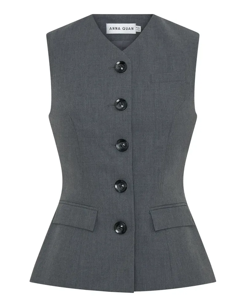 Anna Quan Kendall button-fastening peplum top - Grau Grau
