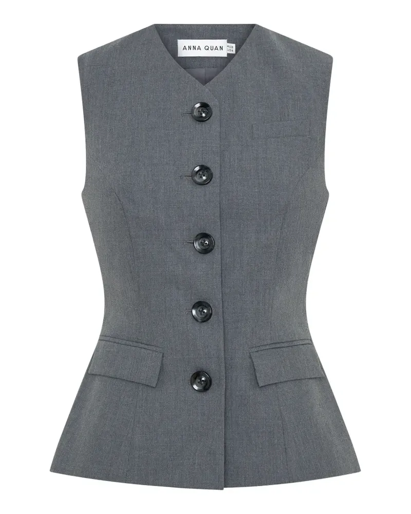Anna Quan Kendall button-fastening peplum top - Grau Grau