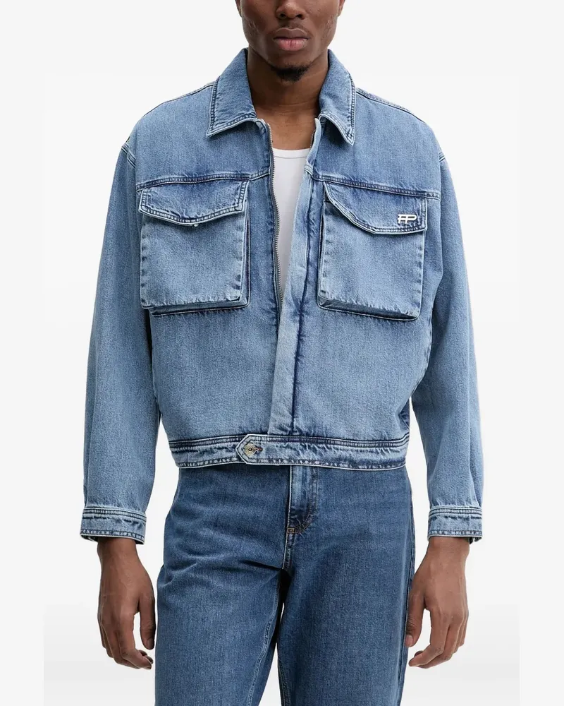 Filling Pieces Jeansjacke mit aufgesetzten Taschen - Blau Blau