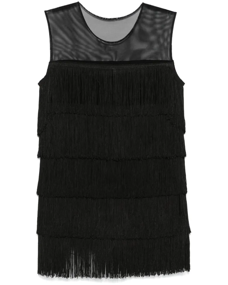 Norma Kamali Minikleid mit Fransen - Schwarz Schwarz