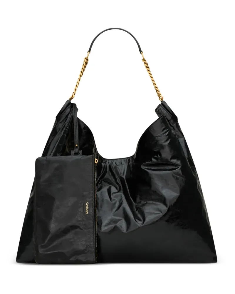 Saint Laurent Hortense bag in shiny leather - Schwarz Schwarz