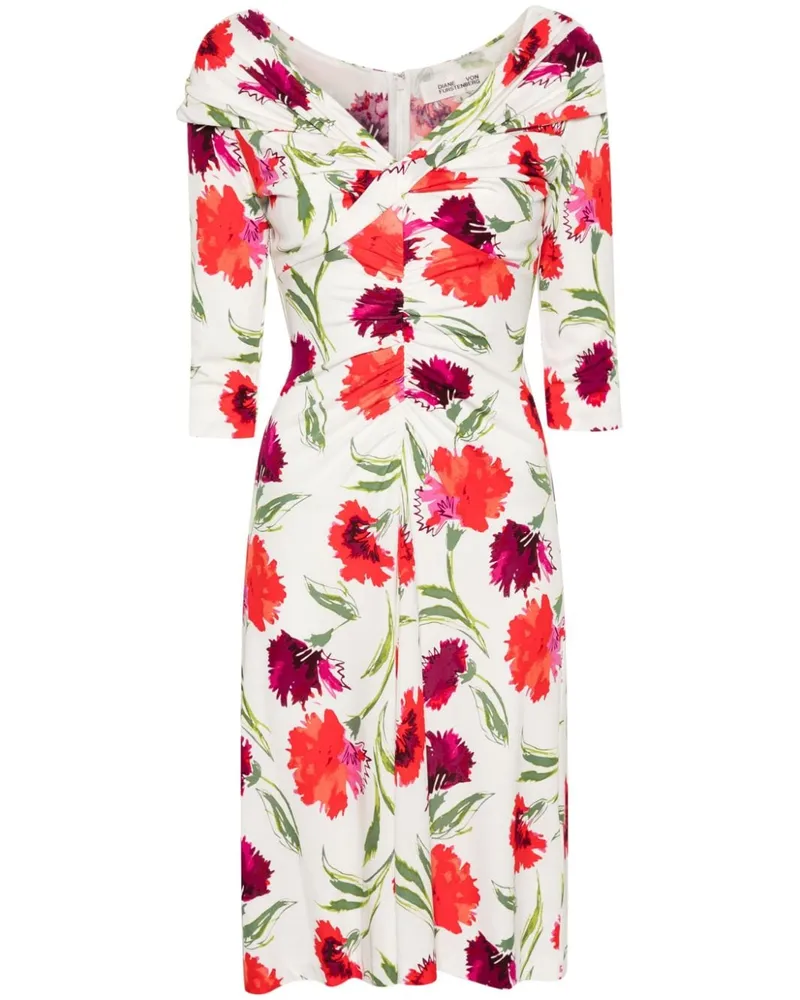 Diane von Furstenberg Jim Midikleid mit Blumen-Print - Weiß Weiß