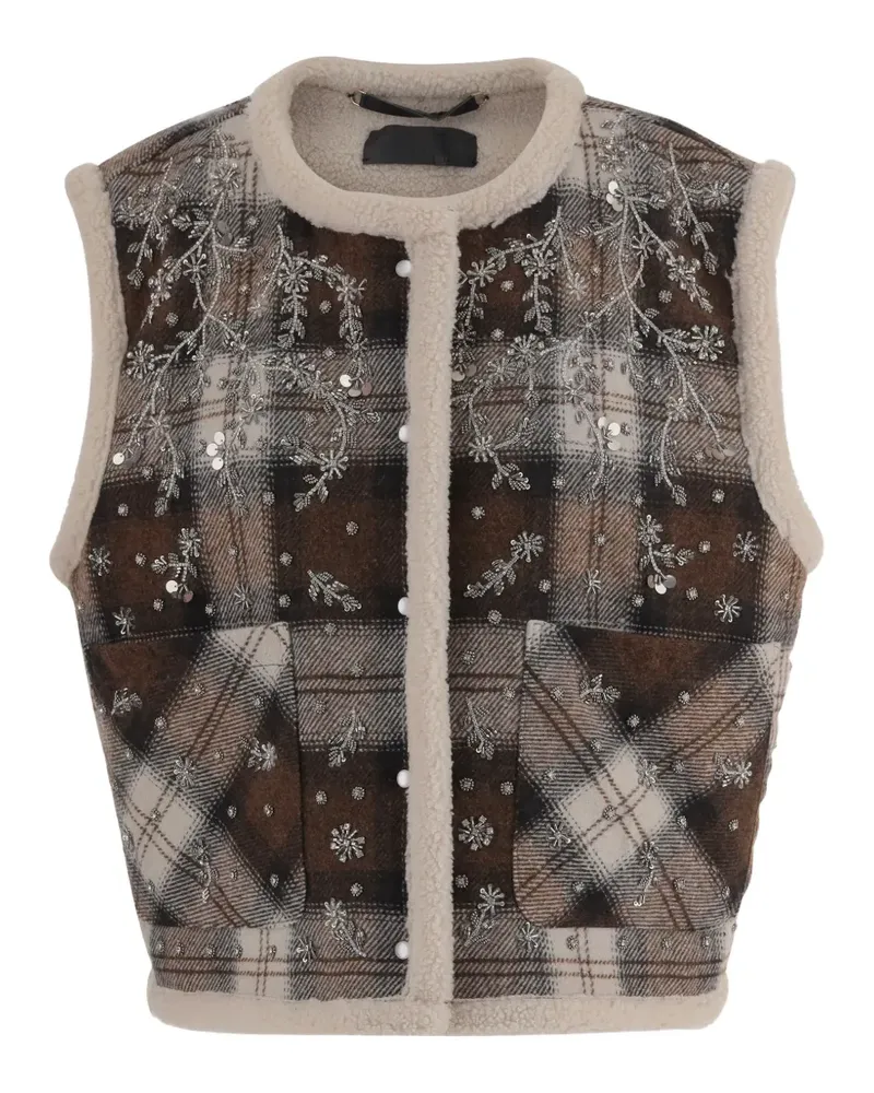 Stella McCartney floral-embroidered check vest - Braun Braun