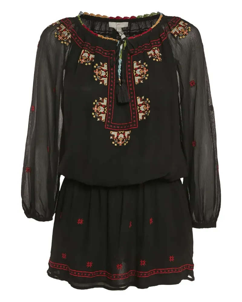 Joie Seidenkleid mit Stickerei - Schwarz Schwarz