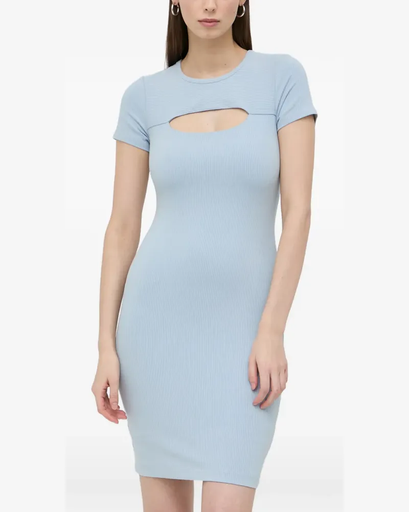 Guess Geripptes Kleid mit Cut-Outs - Blau Blau