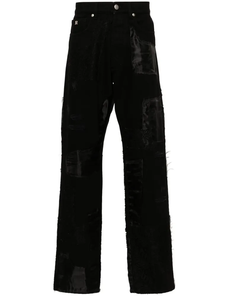 John Richmond Slim-Fit-Jeans im Patchwork-Look - Schwarz Schwarz