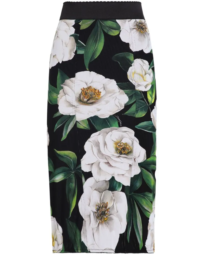 Dolce & Gabbana Rock mit Blumen-Print - Schwarz Schwarz