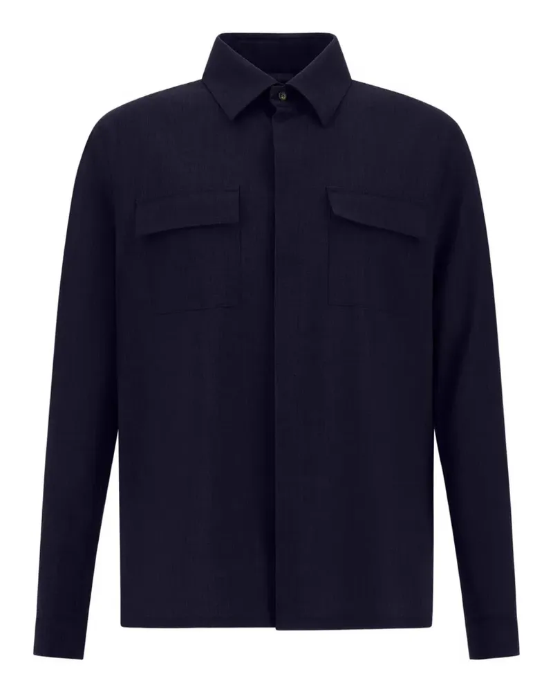Herno Hemd mit Klappentasche - Blau Blau