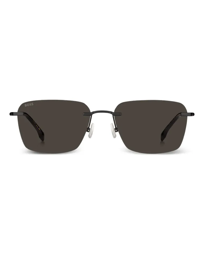 HUGO BOSS Eckige Sonnenbrille ohne Rahmen - Schwarz Schwarz