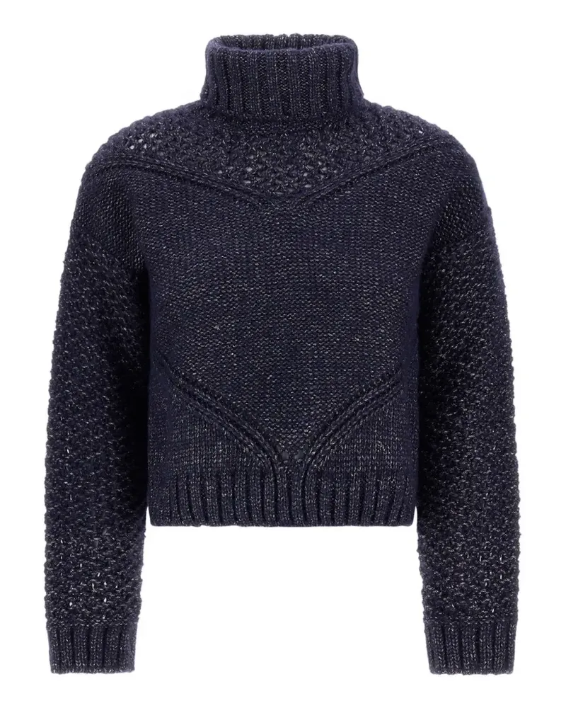 Herno Rollkragenpullover mit Lochstrick - Blau Blau
