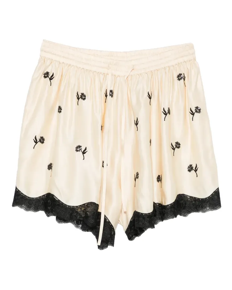 Sandro Bestickte Shorts mit Spitzenbesatz - Gelb Gelb