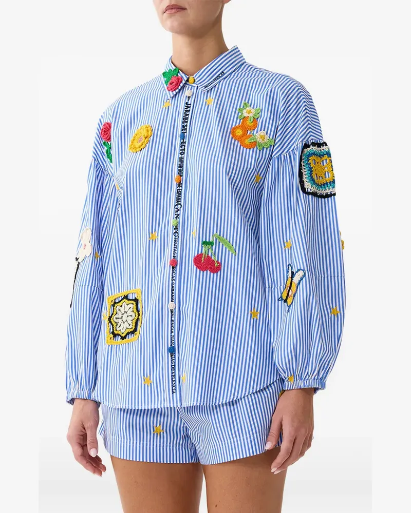 Camilla Magic of the Mercado Bluse im Patchwork-Look - Blau Blau