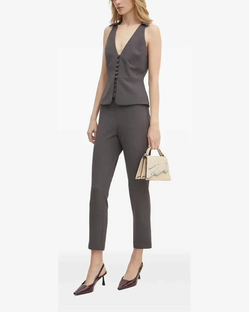 Bardot Geknöpftes Neckholder-Top - Grau Grau