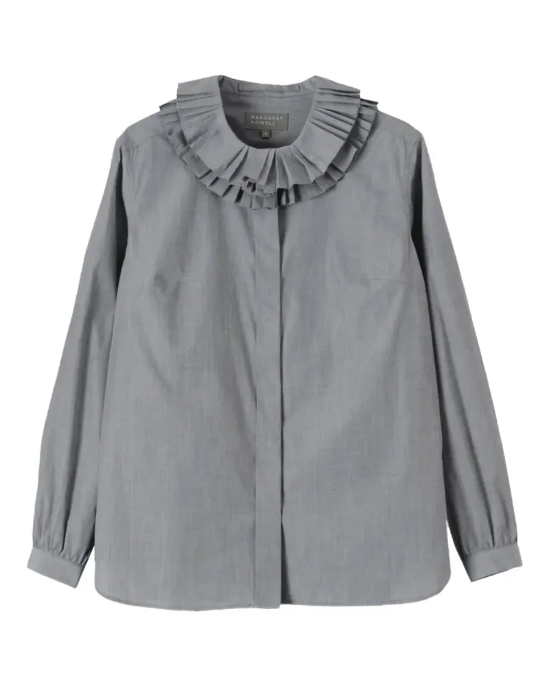 Margaret Howell pleated-frills cotton shirt - Grau Grau