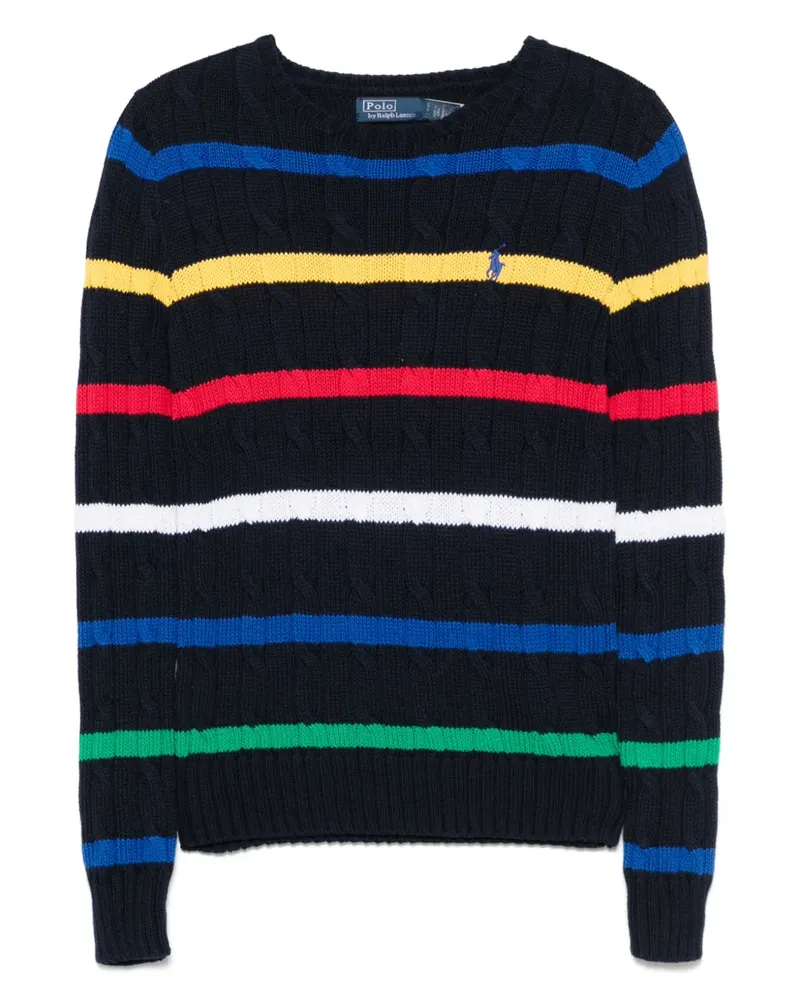 Ralph Lauren Gestreifter Pullover mit Zopfmuster - Blau Blau