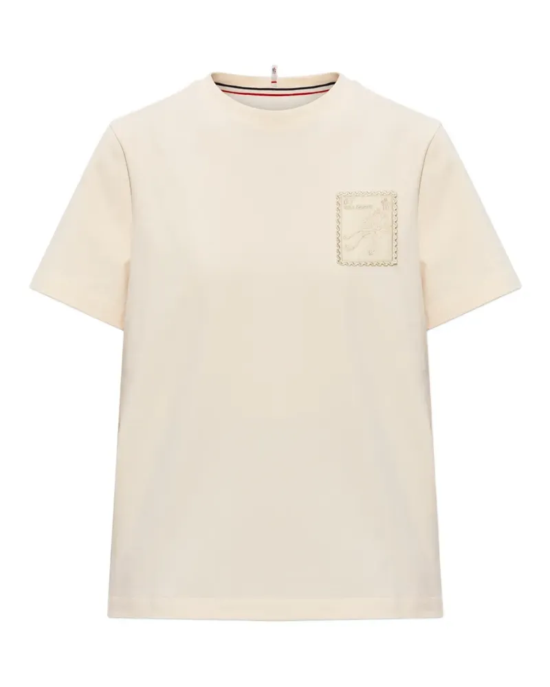 Moncler embroidered-patch T-shirt - Nude Nude