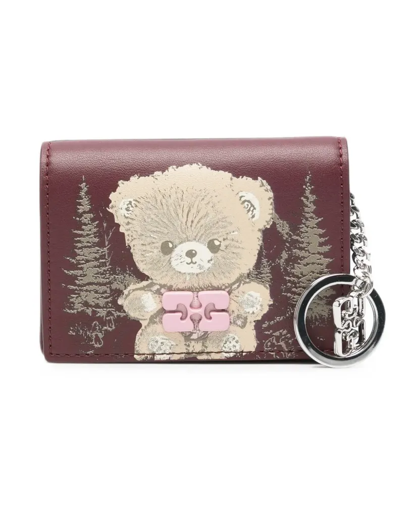 Ganni Bou Teddy printed card holder - Rot Rot