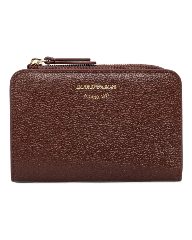 Emporio Armani textured leather billfold wallet with zip-around closure - Rot Rot