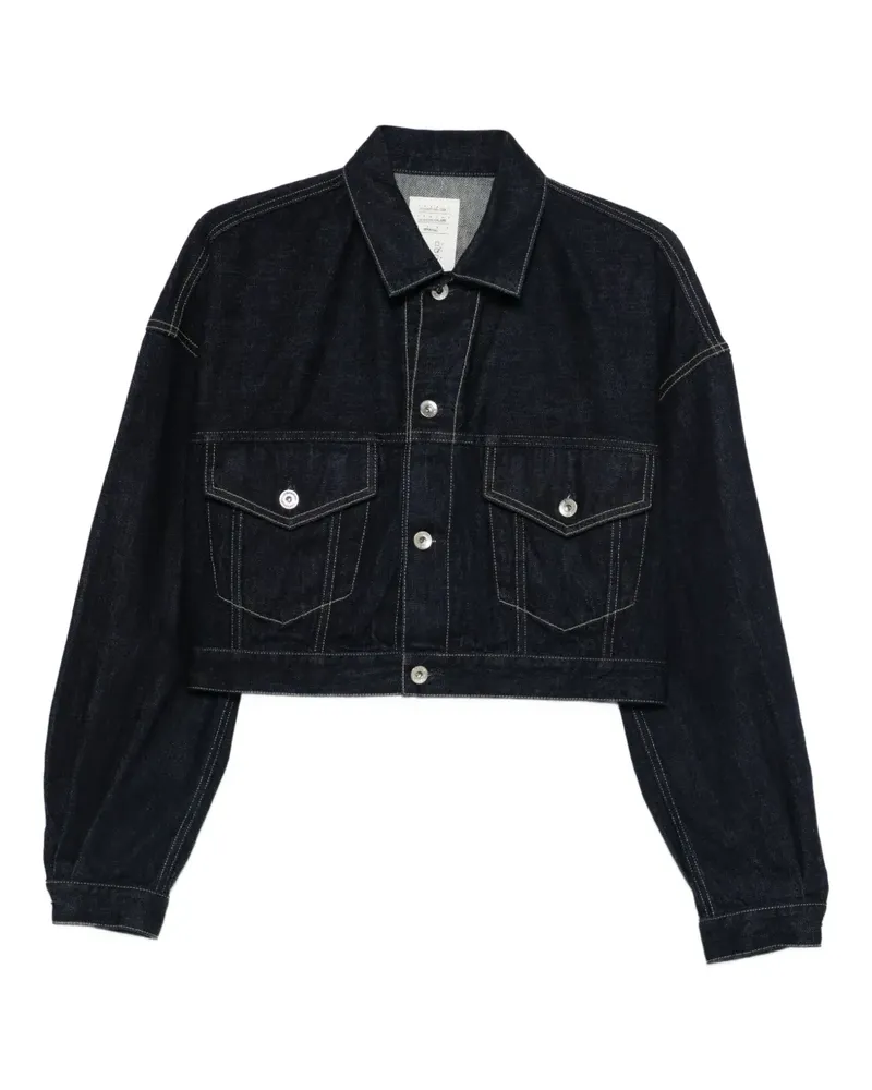 KURO Selvedge Cropped-Jacke mit Knöpfen - Blau Blau