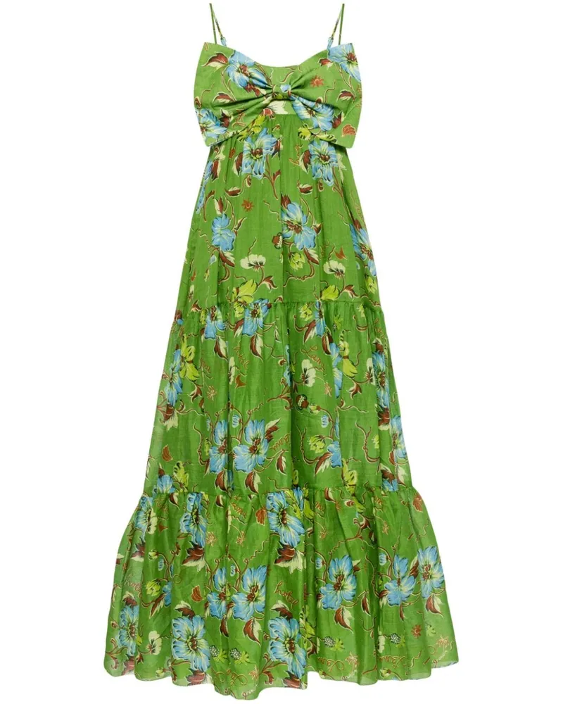 ALEMAIS Hotel Lamu Midikleid mit Blumen-Print - Grün Grün