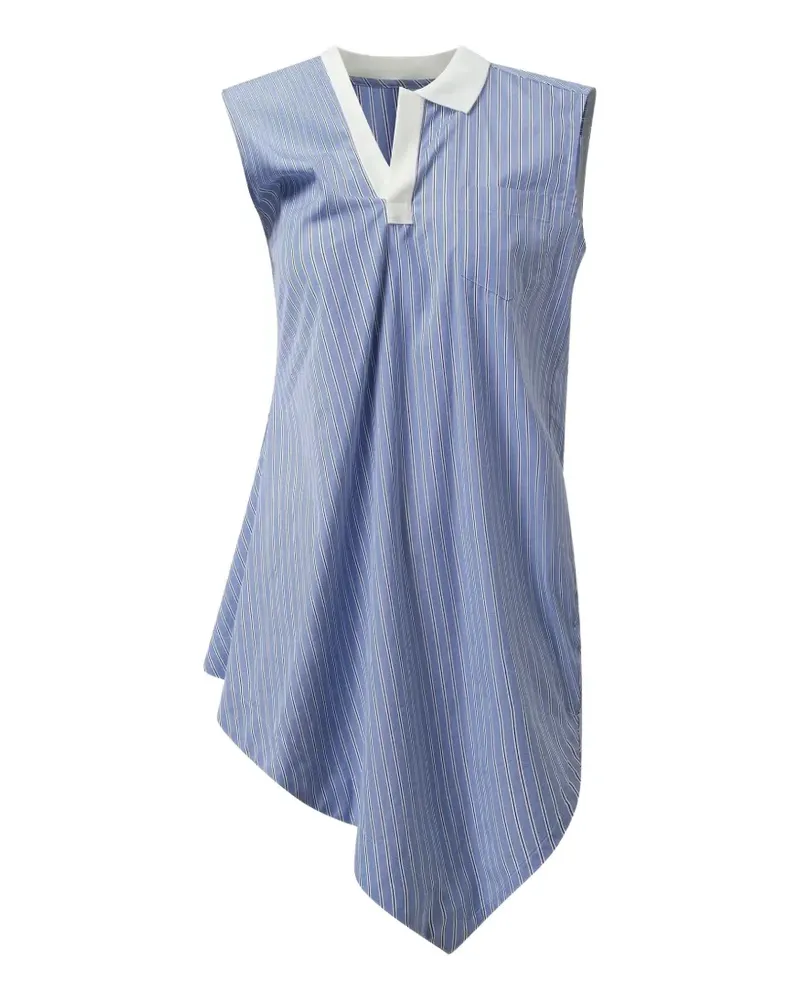 Sacai asymmetric-hem striped blouse - Blau Blau