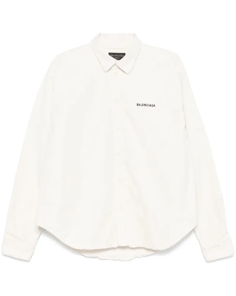 Balenciaga Hemd mit Logo-Stickerei - Weiß Weiß