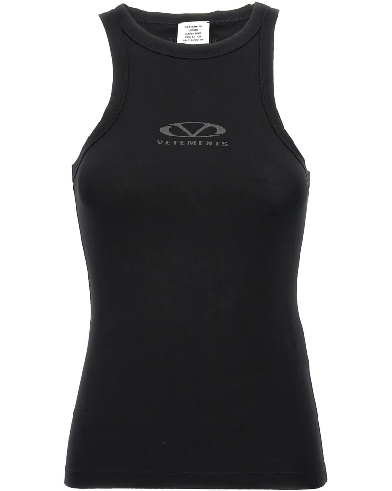 VETEMENTS Tanktop mit Logo-Print - Schwarz Schwarz